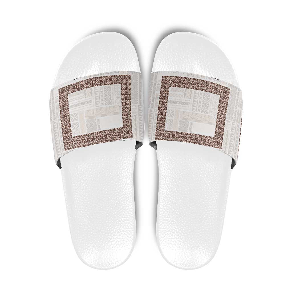 Samoa Siapo Brown Trimmed Slide Sandals Samoa White Sunday - Polynesian Pride