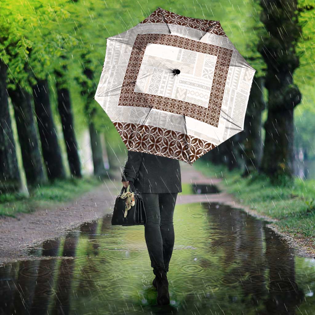 Samoa Siapo Brown Trimmed Umbrella Samoa White Sunday - Polynesian Pride