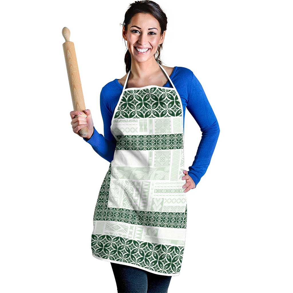 Samoa Siapo Green Trimmed Apron Samoa White Sunday - Polynesian Pride