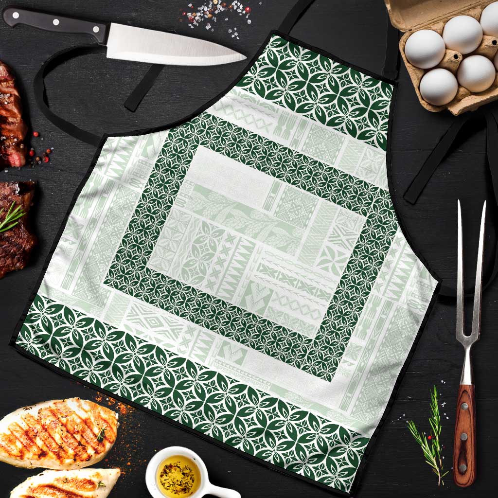 Samoa Siapo Green Trimmed Apron Samoa White Sunday - Polynesian Pride