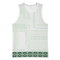 Samoa Siapo Green Trimmed Basketball Jersey Samoa White Sunday - Polynesian Pride