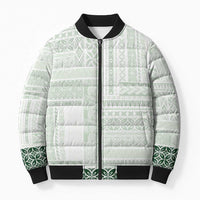 Samoa Siapo Green Trimmed Bomber Puffer Jacket Samoa White Sunday - Polynesian Pride