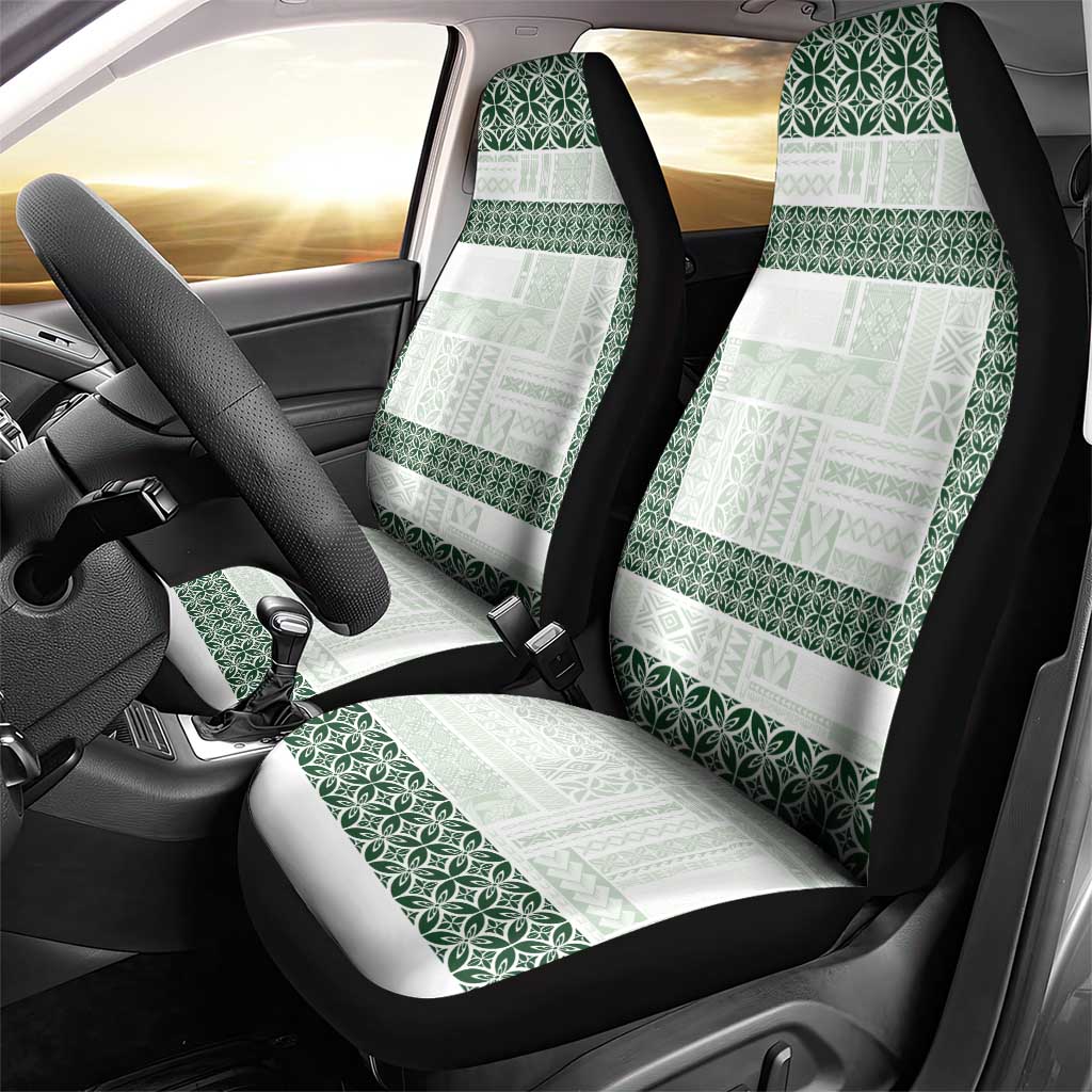 Samoa Siapo Green Trimmed Car Seat Cover Samoa White Sunday - Polynesian Pride