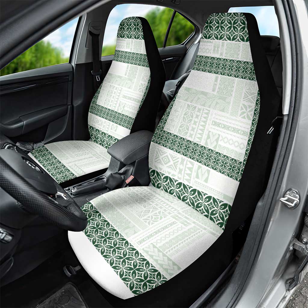 Samoa Siapo Green Trimmed Car Seat Cover Samoa White Sunday - Polynesian Pride