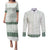 Samoa Siapo Green Trimmed Couples Matching Puletasi and Long Sleeve Button Shirt Samoa White Sunday - Polynesian Pride