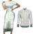Samoa Siapo Green Trimmed Couples Matching Short Sleeve Bodycon Dress and Long Sleeve Button Shirt Samoa White Sunday - Polynesian Pride