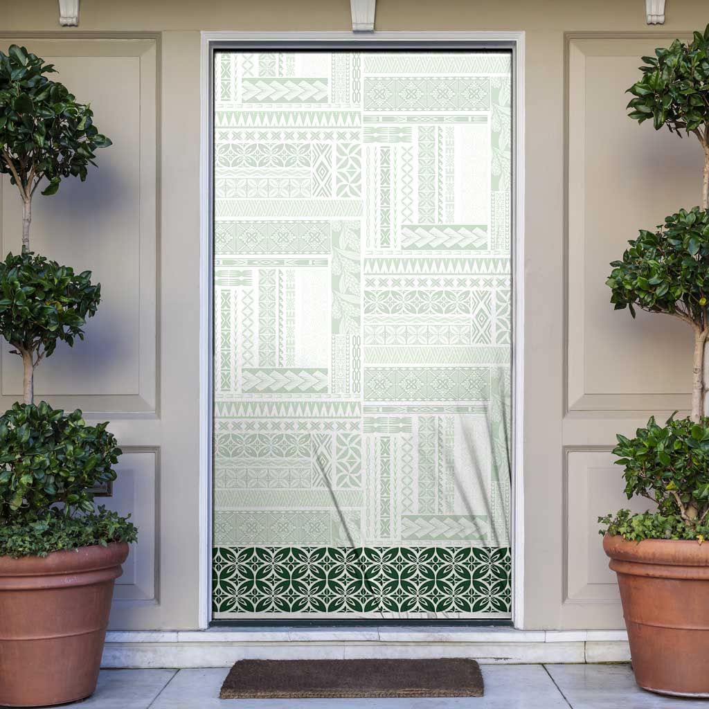 Samoa Siapo Green Trimmed Door Cover Samoa White Sunday - Polynesian Pride