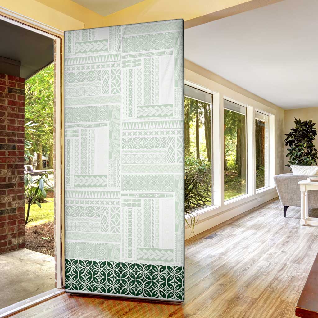 Samoa Siapo Green Trimmed Door Cover Samoa White Sunday - Polynesian Pride