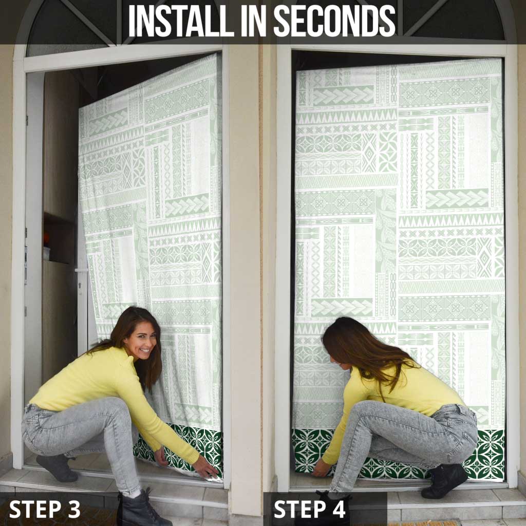 Samoa Siapo Green Trimmed Door Cover Samoa White Sunday - Polynesian Pride