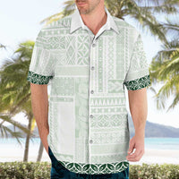 Samoa Siapo Green Trimmed Hawaiian Shirt Samoa White Sunday - Polynesian Pride