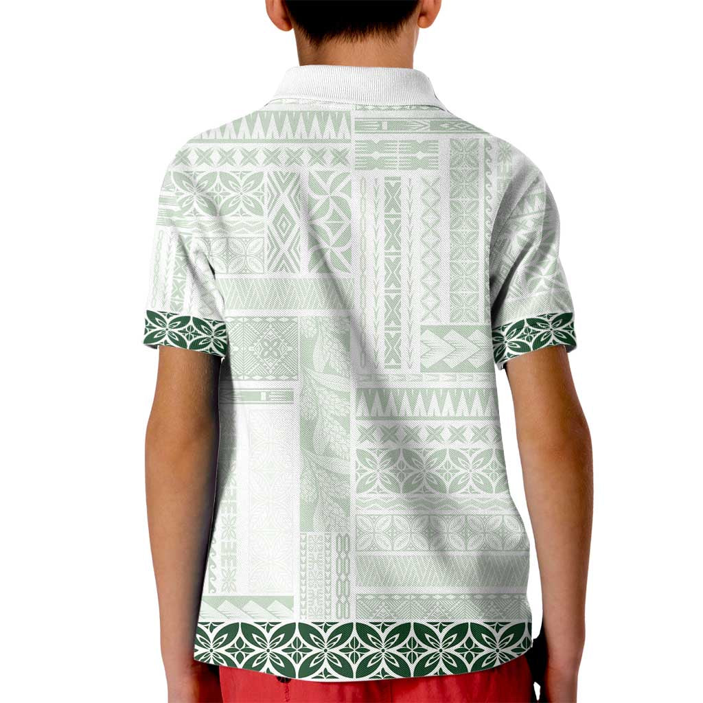 Samoa Siapo Green Trimmed Kid Polo Shirt Samoa White Sunday - Polynesian Pride