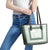 Samoa Siapo Green Trimmed Leather Tote Bag Samoa White Sunday - Polynesian Pride