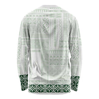 Samoa Siapo Green Trimmed Long Sleeve Shirt Samoa White Sunday - Polynesian Pride