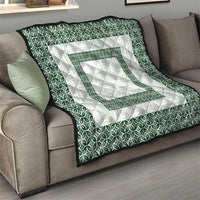 Samoa Siapo Green Trimmed Quilt Samoa White Sunday - Polynesian Pride