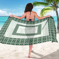 Samoa Siapo Green Trimmed Sarong Samoa White Sunday - Polynesian Pride
