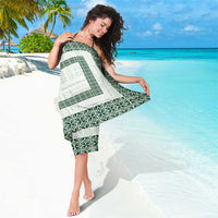 Samoa Siapo Green Trimmed Sarong Samoa White Sunday - Polynesian Pride