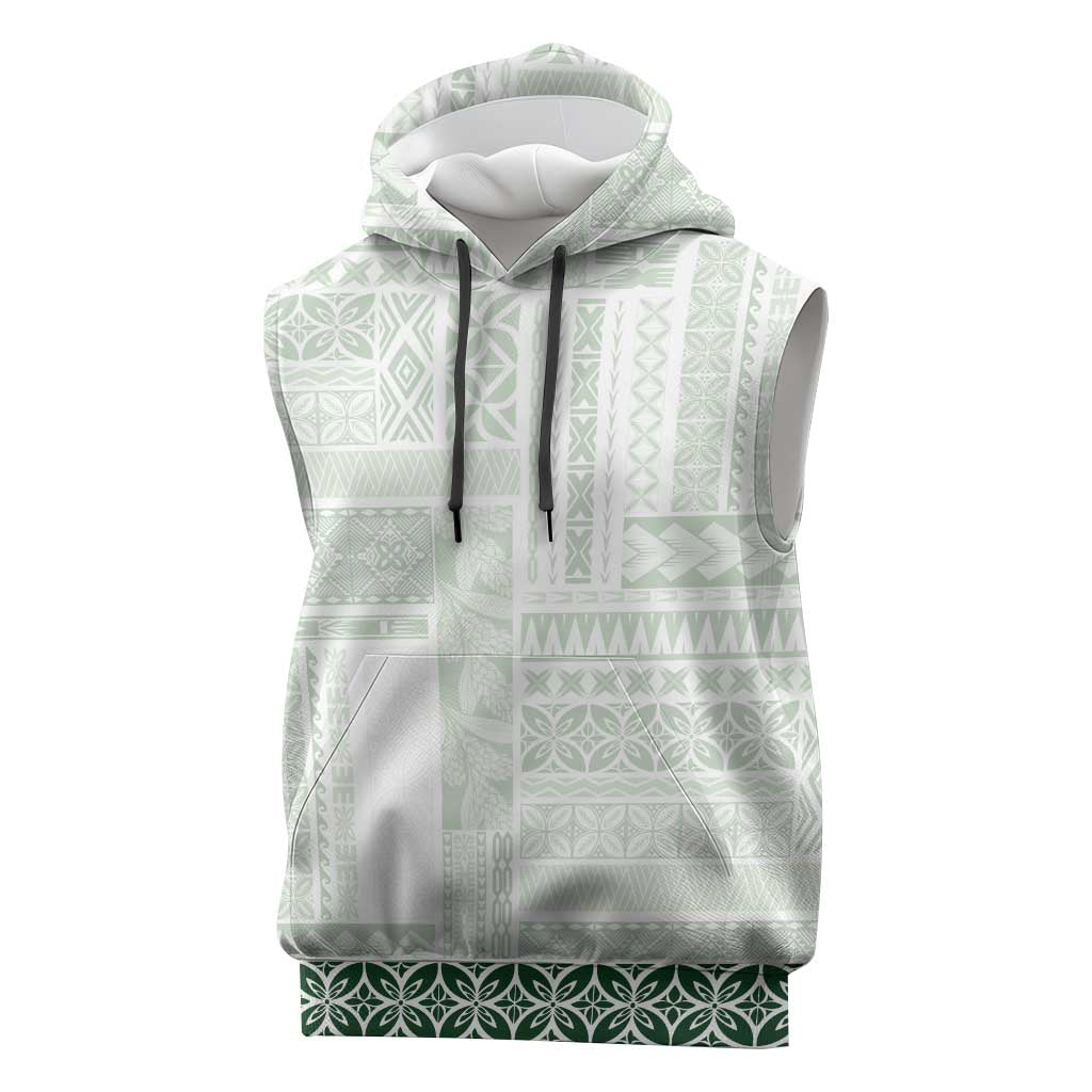 Samoa Siapo Green Trimmed Sleeveless Hoodie Samoa White Sunday - Polynesian Pride