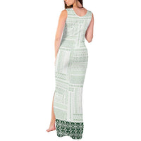 Samoa Siapo Green Trimmed Tank Maxi Dress Samoa White Sunday - Polynesian Pride