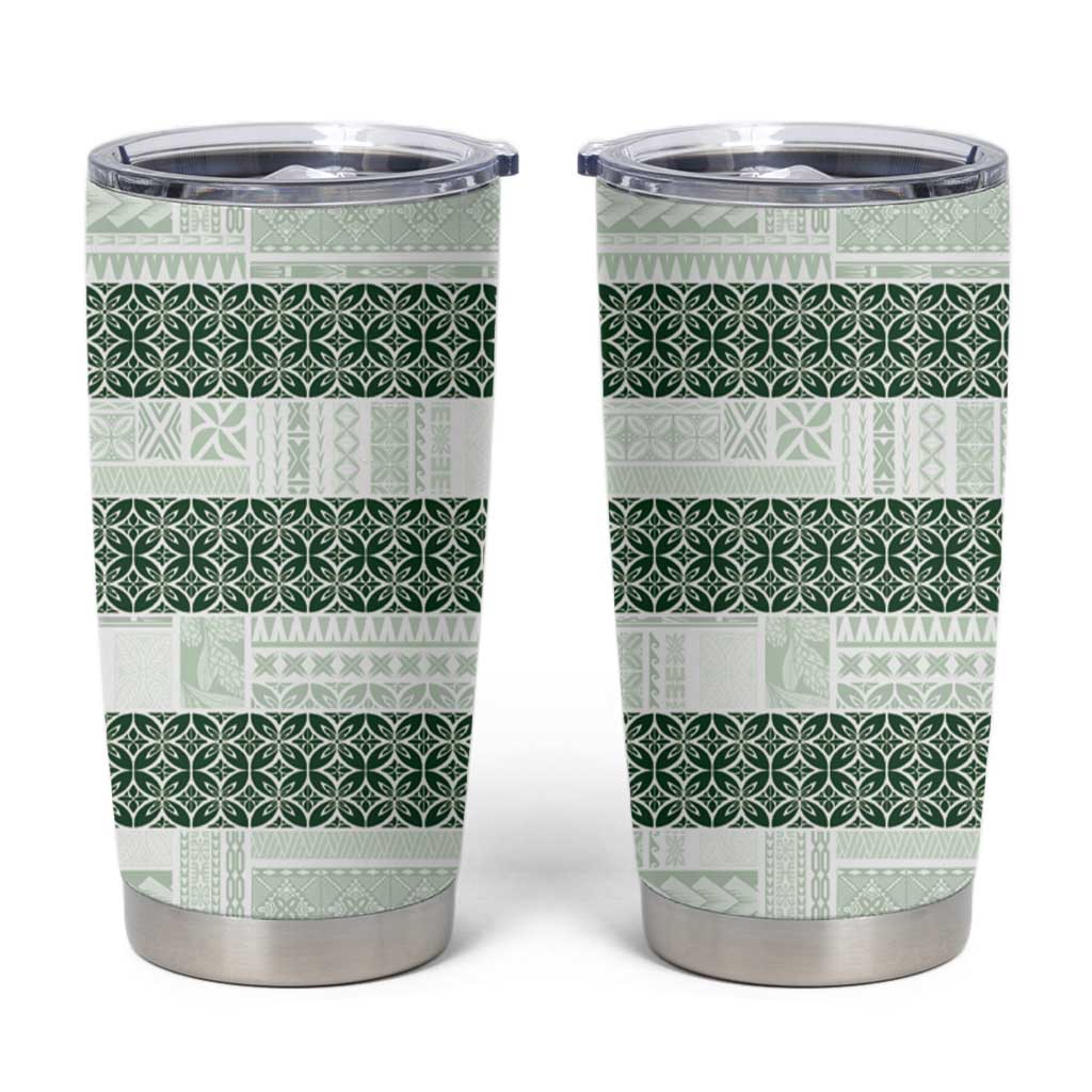 Samoa Siapo Green Trimmed Tumbler Cup Samoa White Sunday - Polynesian Pride