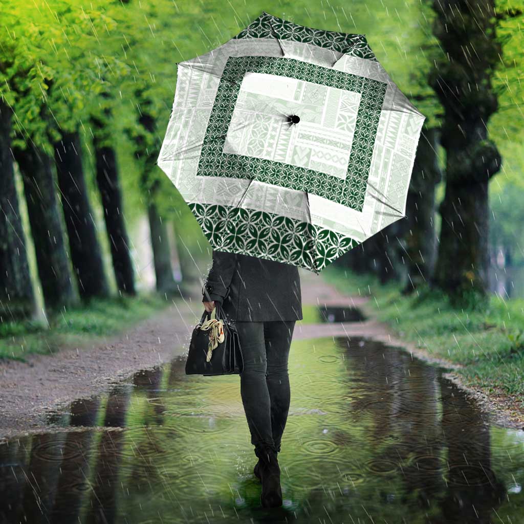 Samoa Siapo Green Trimmed Umbrella Samoa White Sunday - Polynesian Pride