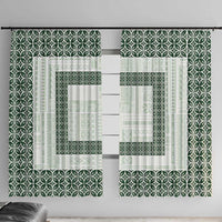 Samoa Siapo Green Trimmed Window Curtain Samoa White Sunday - Polynesian Pride