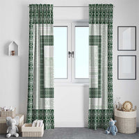 Samoa Siapo Green Trimmed Window Curtain Samoa White Sunday - Polynesian Pride