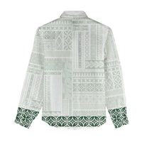 Samoa Siapo Green Trimmed Women Casual Shirt Samoa White Sunday - Polynesian Pride