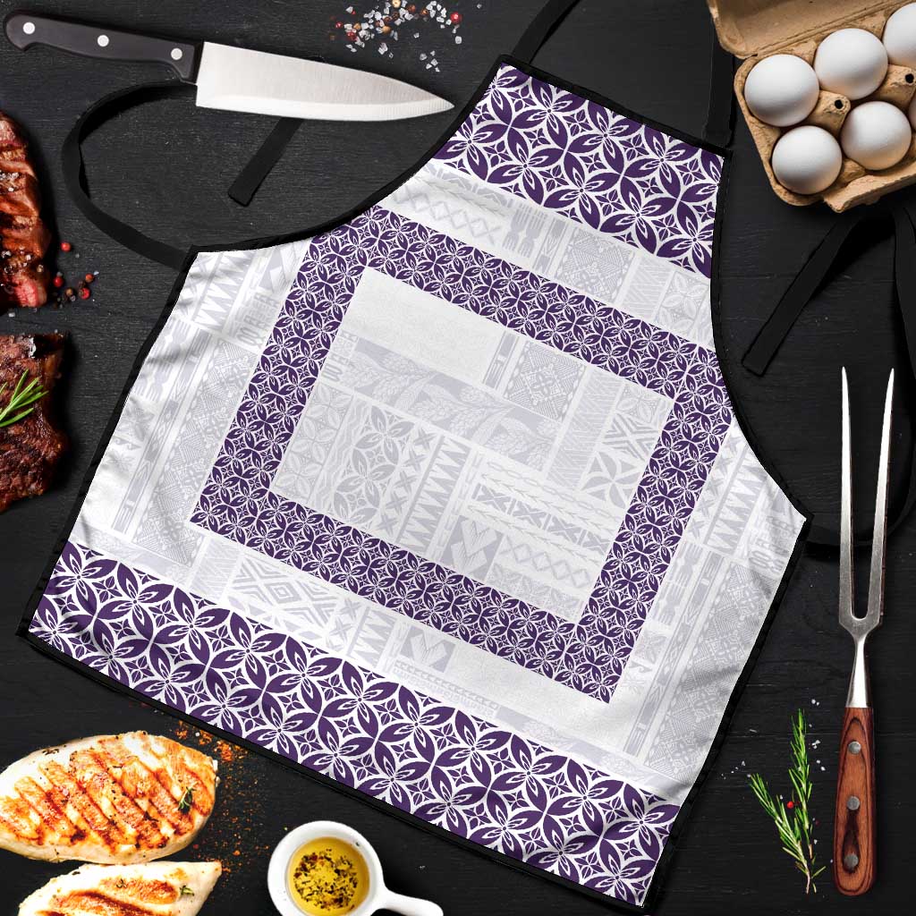 Samoa Siapo Purple Trimmed Apron Samoa White Sunday - Polynesian Pride
