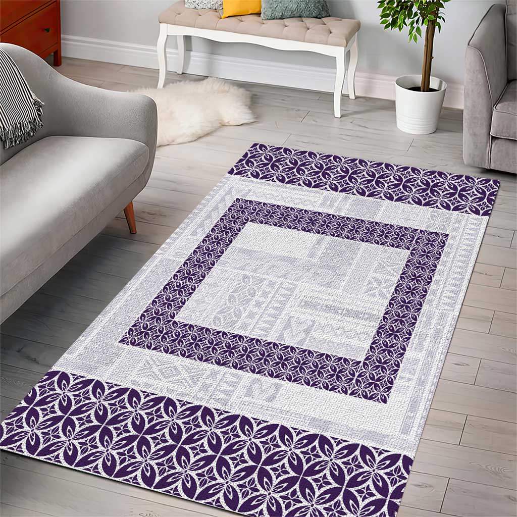 Samoa Siapo Purple Trimmed Area Rug Samoa White Sunday - Polynesian Pride