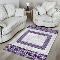 Samoa Siapo Purple Trimmed Area Rug Samoa White Sunday - Polynesian Pride