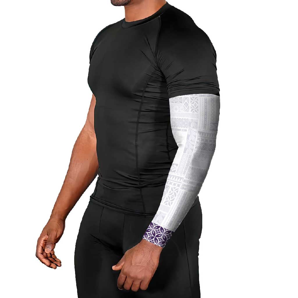 Samoa Siapo Purple Trimmed Arm Sleeves Samoa White Sunday - Polynesian Pride