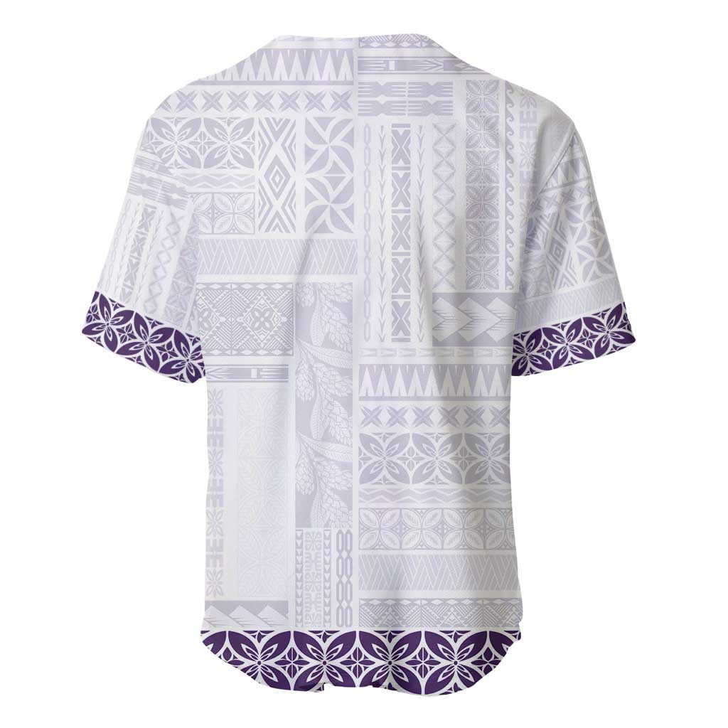 Samoa Siapo Purple Trimmed Baseball Jersey Samoa White Sunday - Polynesian Pride