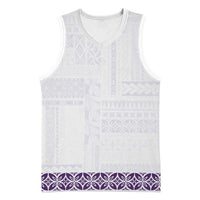 Samoa Siapo Purple Trimmed Basketball Jersey Samoa White Sunday - Polynesian Pride