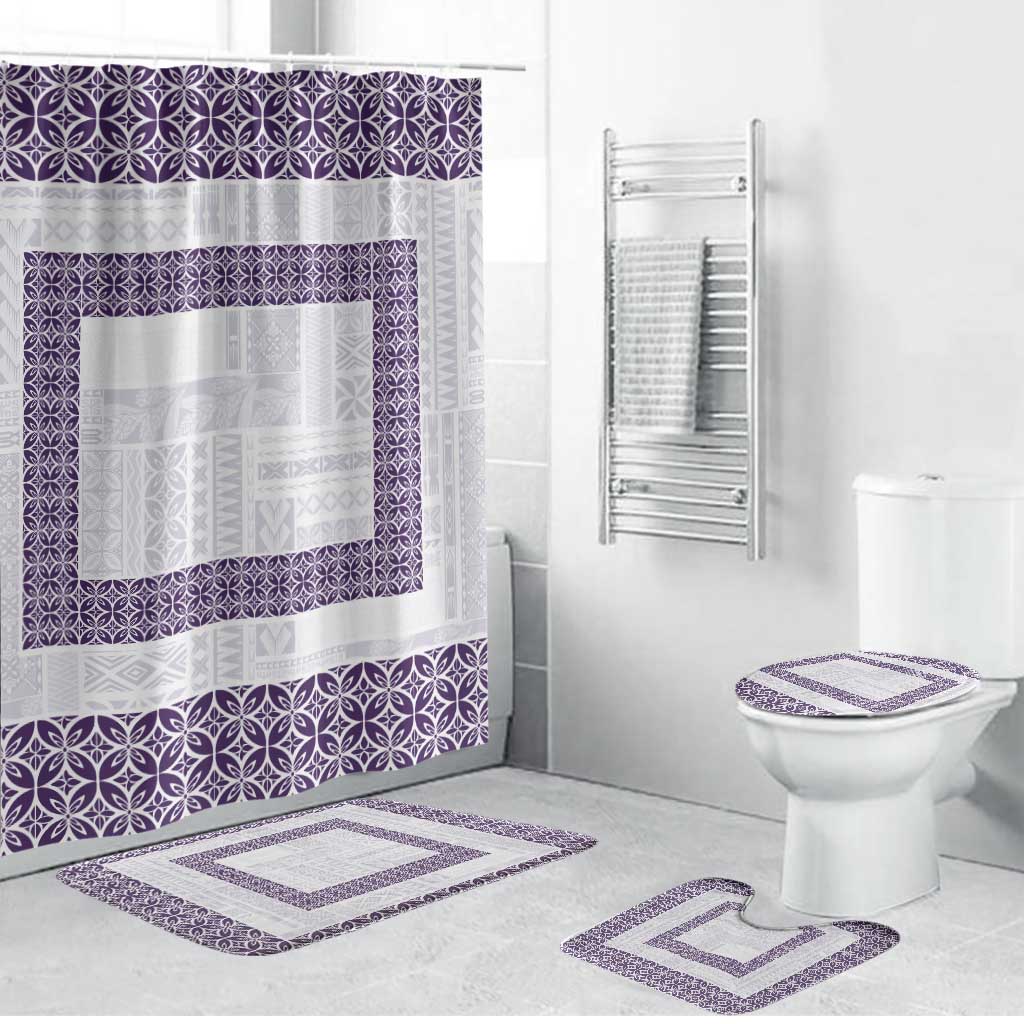 Samoa Siapo Purple Trimmed Bathroom Set Samoa White Sunday - Polynesian Pride
