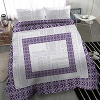 Samoa Siapo Purple Trimmed Bedding Set Samoa White Sunday - Polynesian Pride