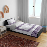 Samoa Siapo Purple Trimmed Bedding Set Samoa White Sunday - Polynesian Pride