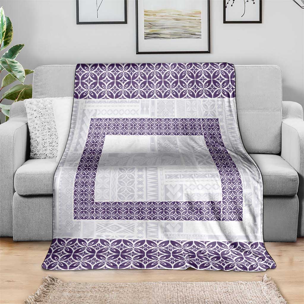 Samoa Siapo Purple Trimmed Blanket Samoa White Sunday - Polynesian Pride