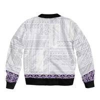 Samoa Siapo Purple Trimmed Bomber Jacket Samoa White Sunday - Polynesian Pride