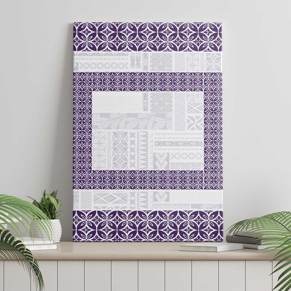 Samoa Siapo Purple Trimmed Canvas Wall Art Samoa White Sunday - Polynesian Pride