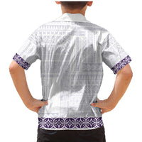 Samoa Siapo Purple Trimmed Family Matching Mermaid Dress and Hawaiian Shirt Samoa White Sunday - Polynesian Pride