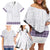 Samoa Siapo Purple Trimmed Family Matching Off Shoulder Short Dress and Hawaiian Shirt Samoa White Sunday - Polynesian Pride