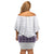 Samoa Siapo Purple Trimmed Family Matching Off Shoulder Short Dress and Hawaiian Shirt Samoa White Sunday - Polynesian Pride