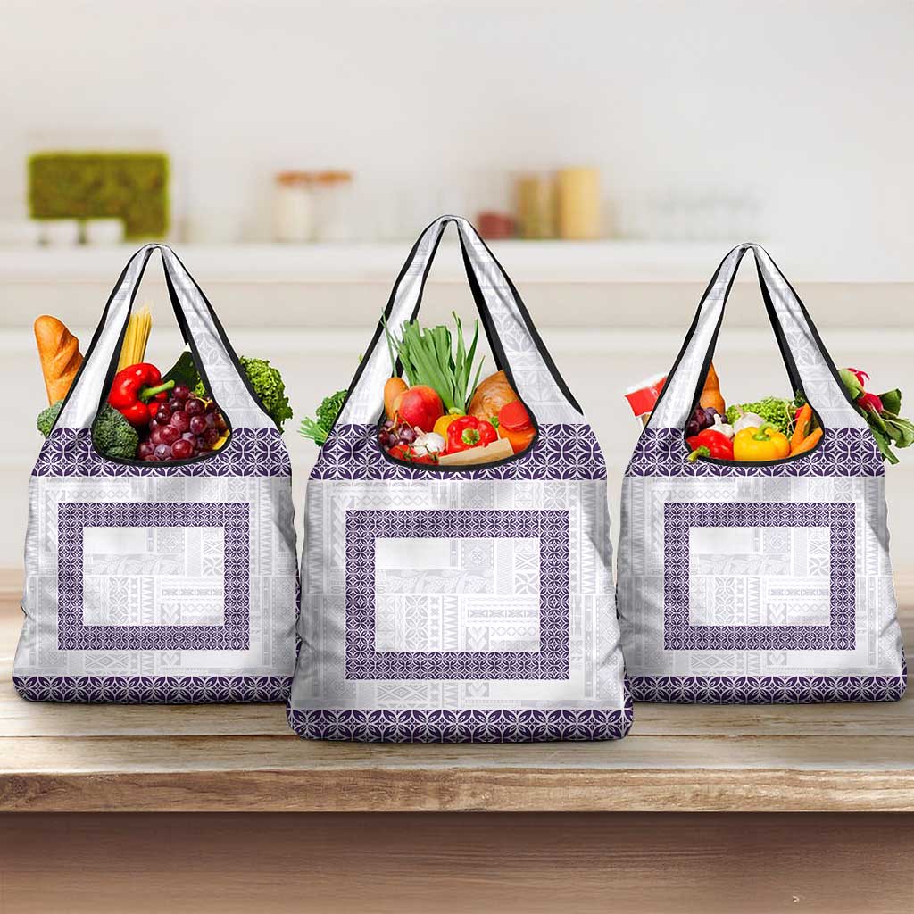 Samoa Siapo Purple Trimmed Grocery Bag Samoa White Sunday - Polynesian Pride