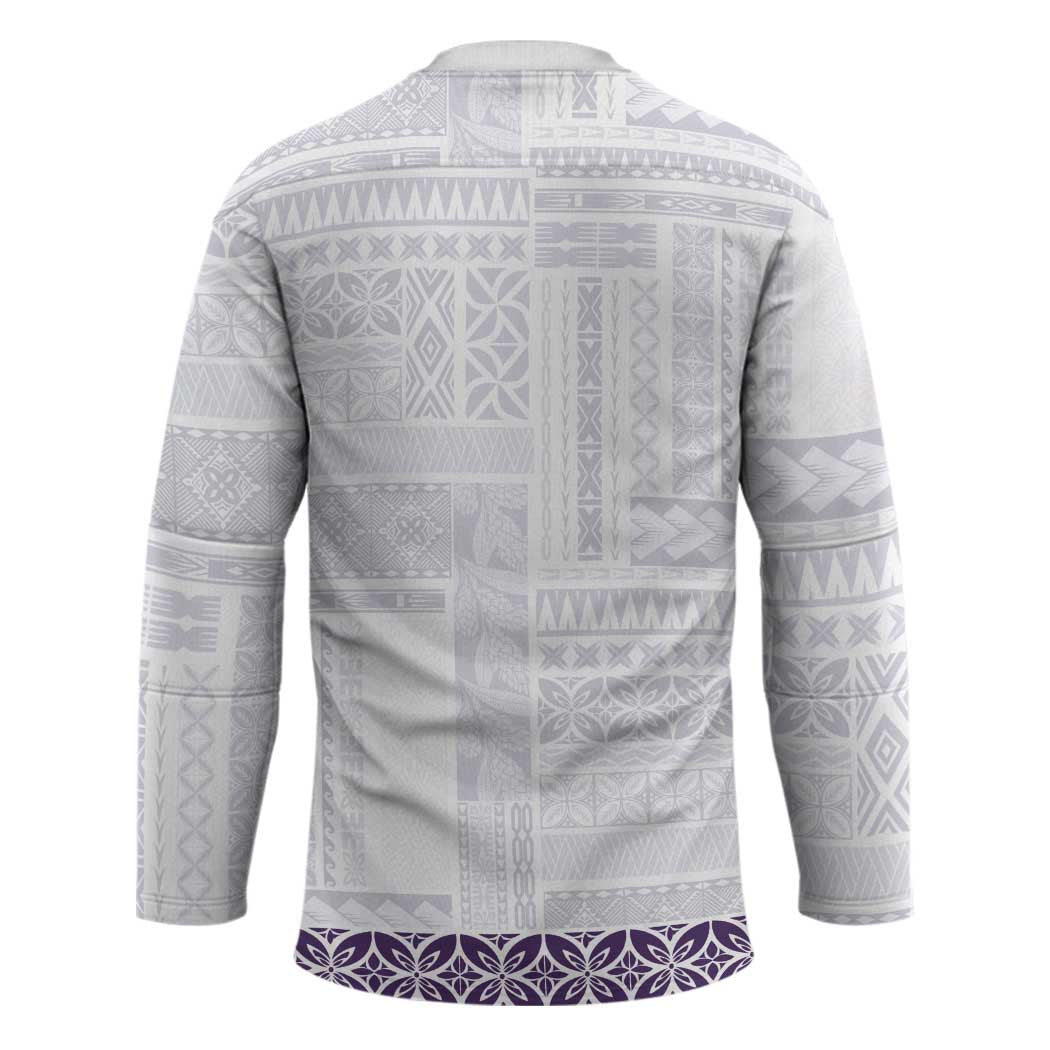Samoa Siapo Purple Trimmed Hockey Jersey Samoa White Sunday - Polynesian Pride