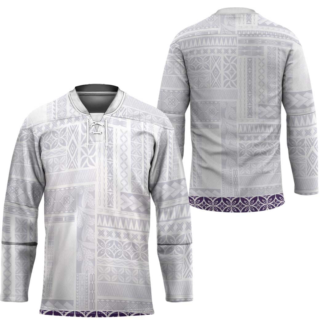Samoa Siapo Purple Trimmed Hockey Jersey Samoa White Sunday - Polynesian Pride