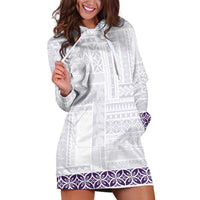 Samoa Siapo Purple Trimmed Hoodie Dress Samoa White Sunday - Polynesian Pride