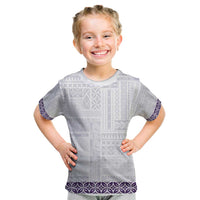 Samoa Siapo Purple Trimmed Kid T Shirt Samoa White Sunday - Polynesian Pride