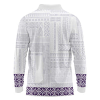 Samoa Siapo Purple Trimmed Long Sleeve Polo Shirt Samoa White Sunday - Polynesian Pride