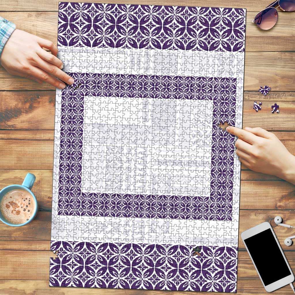 Samoa Siapo Purple Trimmed Puzzle Samoa White Sunday - Polynesian Pride