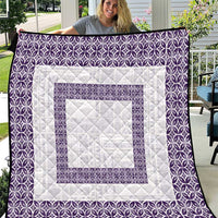 Samoa Siapo Purple Trimmed Quilt Samoa White Sunday - Polynesian Pride